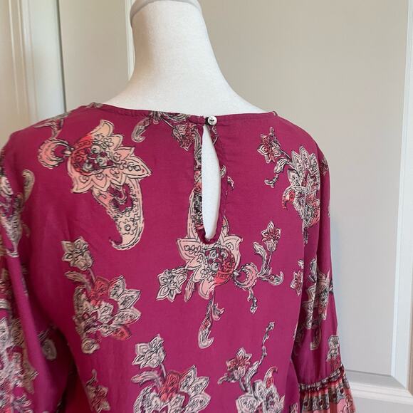 BeachLunchLounge Floral Boho Pink Flowy Long Sleeve Top Size S - Picture 6 of 9